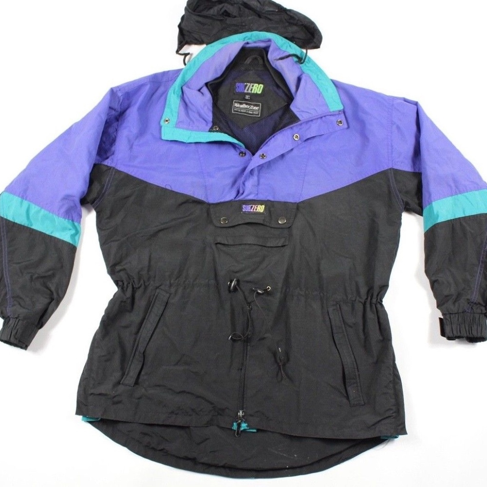 Vintage 80s Pullover Anorak Color Block Jacket L